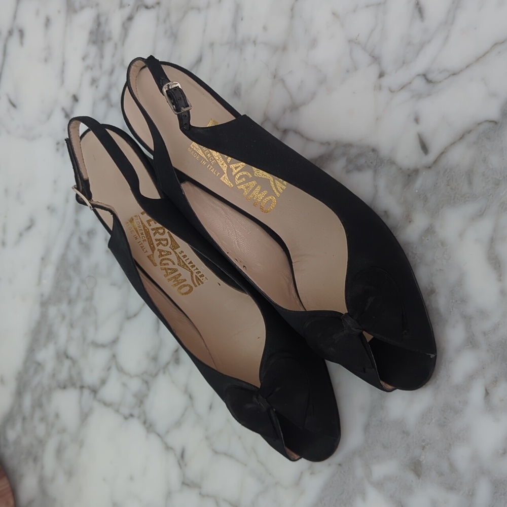 Vintage Ferragamo Peeptoe Slingbacks